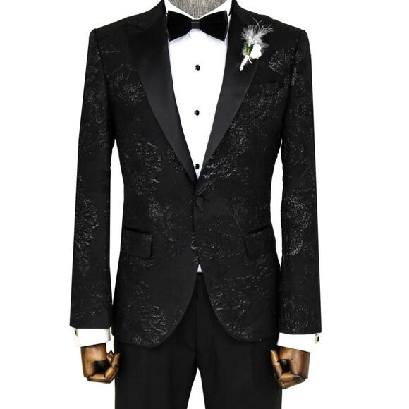 MEHMET EMiN TEKE slim fit silk wool blend blazer floral black sequence 
Sz38 - Picture 9 of 9